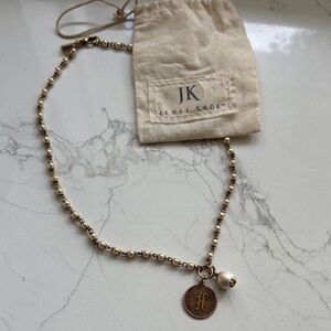 Jewel Kade Gold “H” and  Pearl Charm Necklace